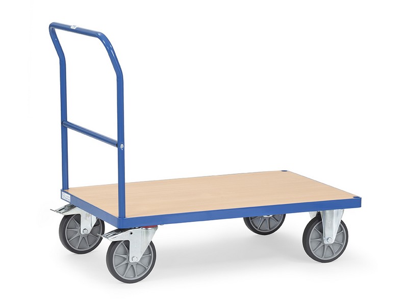 chariot à dossier de poussée plateau bois 2500