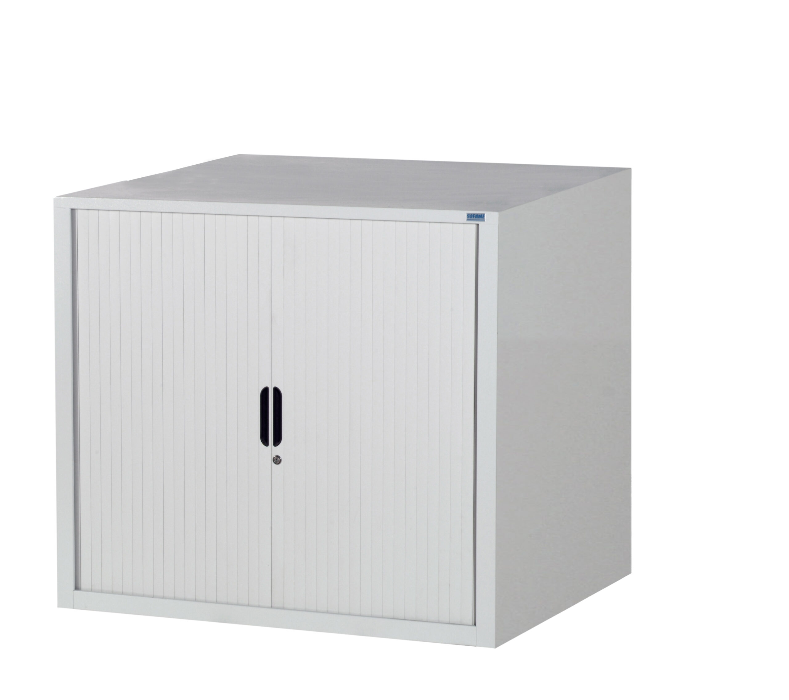 Armoire portes rideaux basse 2 étagères