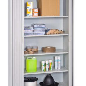 Armoire portes rideaux haute 4 étagères